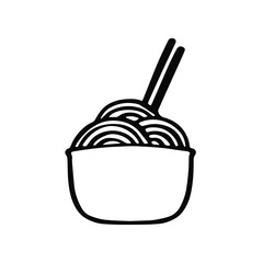 bowl of chinese noodles symbol simple monochrome vector