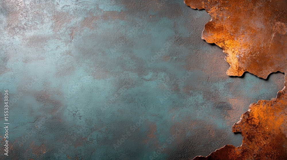 Poster an artistic representation of a weathered metal surface showcasing stunning rust patterns and patina