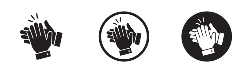 Set of hands clapping icon. Clap symbol, victory gesture, applause. Congratulations, celebration and success. Vector illustration.