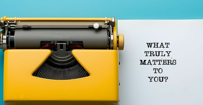 Typewriter with text on paper - What truly matters to you? Question of self awareness and self-discovery -  to consider what is most important of life and focus on priorities