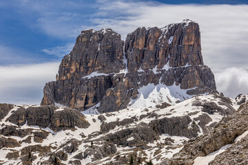 spring mountain landscape in the Italian Dolomites - Passo Falzarego