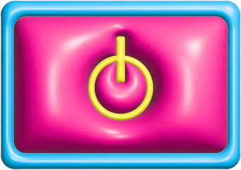 Bright and Playful Power Button: A Modern 3D Button Design for Digital Interfaces