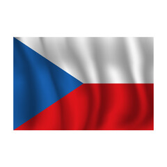 Flag of Czech wavy flutters in wind, with folds 3d