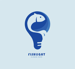 Fish Light Bulb Logo – Creative Blue Aquatic Innovation Symbol
