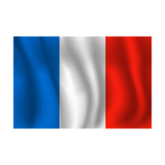 Flag of France wavy flutters in wind, with folds 3d