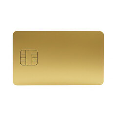 Gold credit card mockup isolated on transparent background