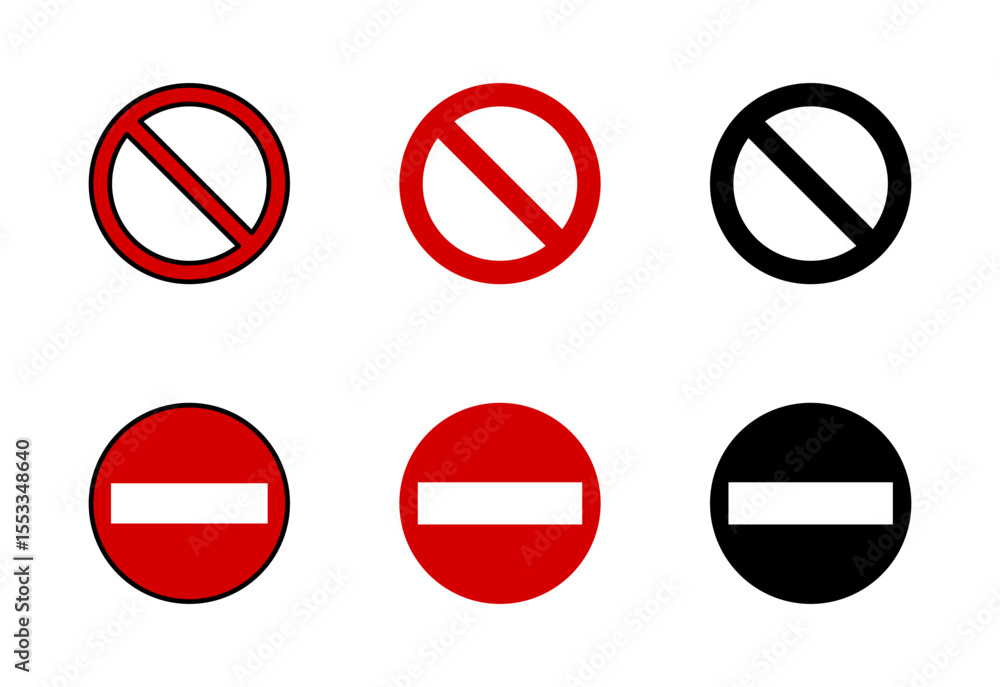 Aufkleber red no sign general prohibition restricted or forbidden circle-backslash and stop do not enter warni