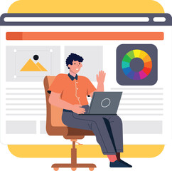 Web UI-UX design, web development concept. Web design, application design, coding, and web building on pastel purple background. 3d Vector Illustration
