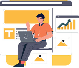 Web UI-UX design, web development concept. Web design, application design, coding, and web building on pastel purple background. 3d Vector Illustration
