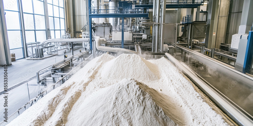 Poster flour production process in a modern facility generative ai