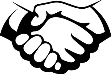 handshake line drawing vector illustration, silhouette