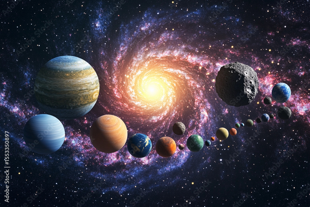 Poster exploring the beauty of the solar system's planets generative ai