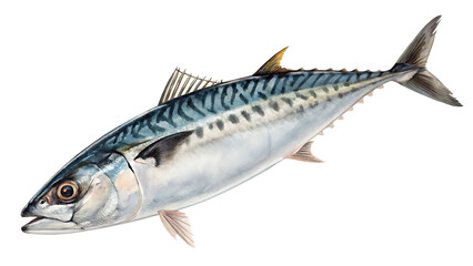 Fototapeta premium Atlantic mackerel Isolated on white background PNG.AI GENERATED