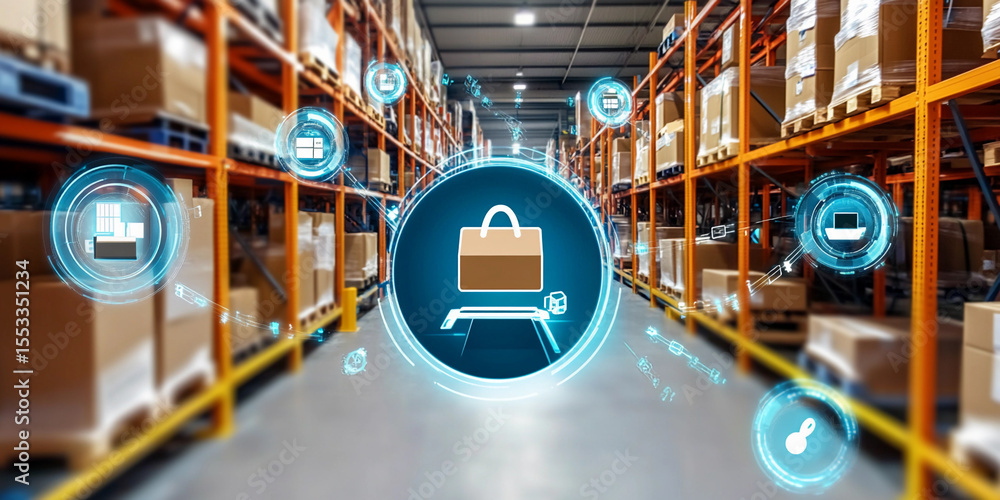 Poster smart warehouse technology enhances storage efficiency generative ai
