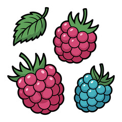 doodle berry set clipart cartoon vector Illustration