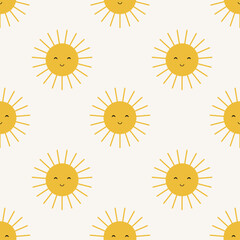 Hand-drawn sun seamless print design. Vector illustration design for fashion fabrics, textile graphics, and prints.	