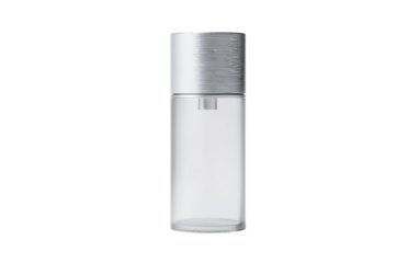 Elegant frosted glass airless pump container ideal for skincare and cosmetic packaging isolated on transparent background PNG