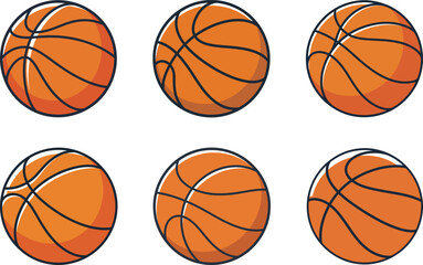Set of basketball ball clipart vector Illustration