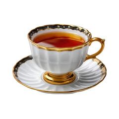 Elegant teacup and saucer isolated on transparent background