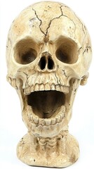 Open-mouthed Realistic Human Skull Statue Decor