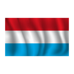 Flag of Luxembourg wavy flutters in wind, with folds 3d