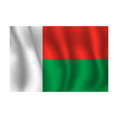Flag of Madagascar wavy flutters in wind, with folds 3d