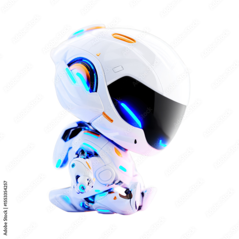 Poster advanced futuristic robot isolated on transparent background ai tech