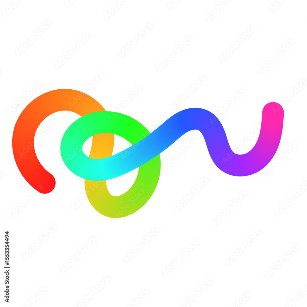 Poster abstract wavy lines with colorful gradient ribbon shapes, organic squiggle pattern, playful doodle e