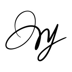 Handwritten signature name sign with random letter forms. Fake autograph for contract or document use. Flat vector illustration isolated on white background.