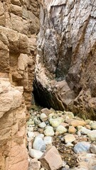 Rugged canyon whispers ancient secrets, times narrow passage, natures cathedral, ideal for Geologists' Day, or Earth Hour reflections