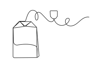 Tea bag icon in continuous one line drawing minimalist style isolated on white background