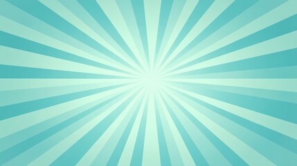 Bright teal radial burst background with light rays spreading out from center point in a starburst pattern