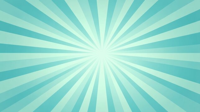 Fototapeta Bright teal radial burst background with light rays spreading out from center point in a starburst pattern