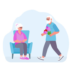 Elderly Couple Valentine's day Romantic Holiday