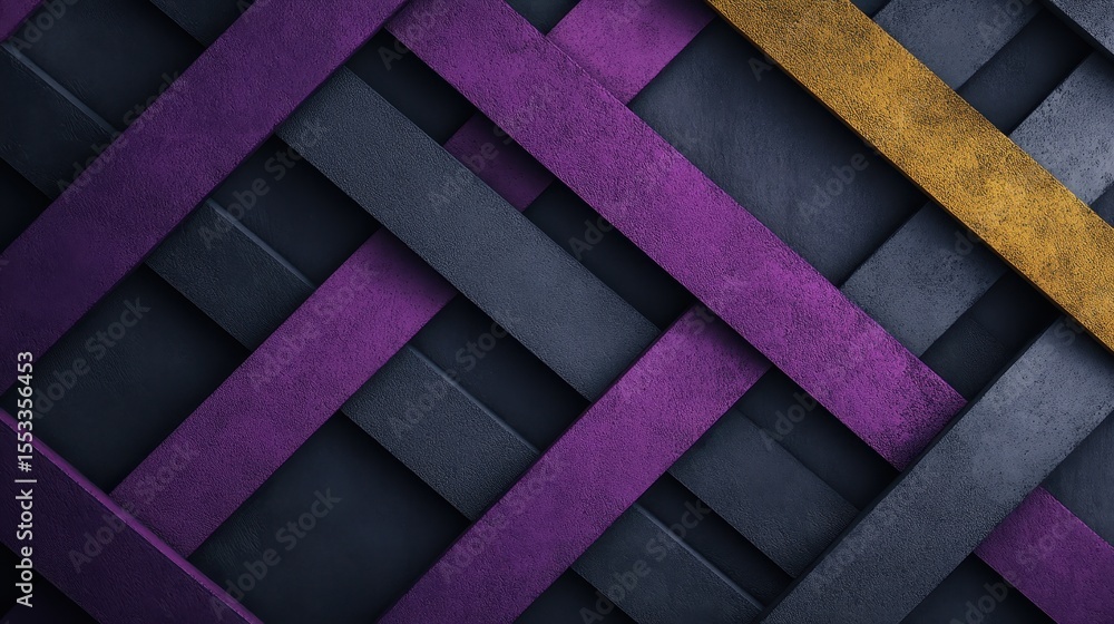 Poster a visually captivating arrangement of colorful textured strips woven together, creating an abstract 