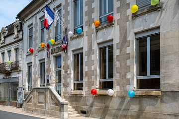 Pouilly-sur-Loire in France, village in the south, the city hall
