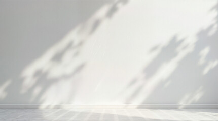 Minimal abstract light gray background for product presentation. Soft shadow and light from windows on white wall.