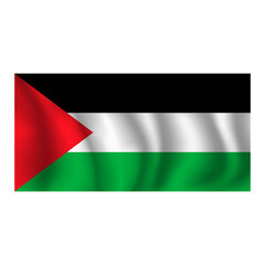 Flag of Palestine wavy flutters in wind, with folds 3d