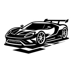 Obraz premium Black and white silhouette vector of a Sports car on white background
