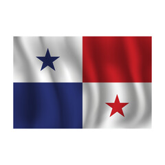 Flag of Panama wavy flutters in wind, with folds 3d