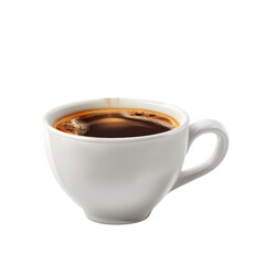 White coffee cup with a brown liquid in it. isolated-on-ransparent-3d-background