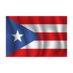 Flag of Puerto Rico wavy flutters in wind, with folds 3d
