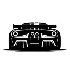 Black and white silhouette vector of a Sports car on white background
