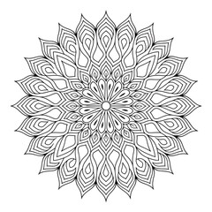 vector illustration of a flower mandala design coloring page