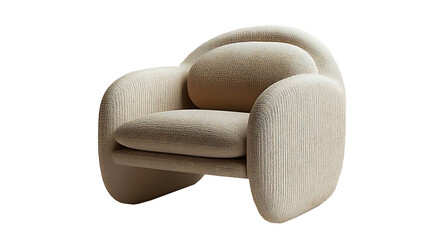 Comfortable brown leather armchair ,Ottomans Poly & Bark 3D Models for Interior, Royal Stranger Embrace Modern Armchair,     Isolated on white background, clipping path included, transparent png.