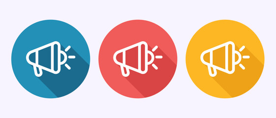 Megaphone icon design illustration, Loudspeaker icon, Shout announce sign in shadow button design