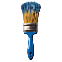 A paintbrush with a blue handle isolated on transparent background.