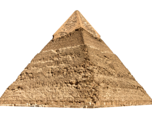 Isolated Ancient Egyptian Pyramid Architectural Structure with Brown Tones and Geometric Design on Transparent Background