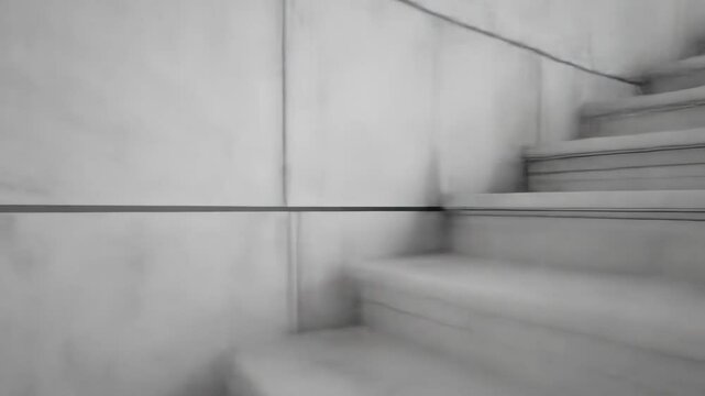 Modern White Marble Staircase in Minimalist Architecture - A curved white marble staircase ascends against a backdrop of a pristine white marble brick wall.