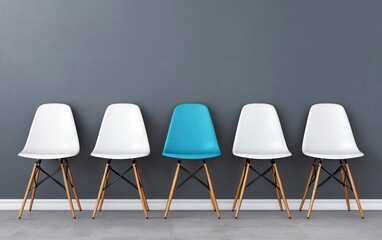 Modern Minimalist Chairs Against Gray Wall in Contemporary Room